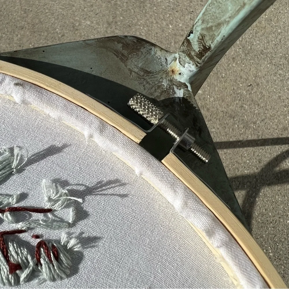 3 handcrafted embroidered flowers in a wooden hoops 10.5" 8" 6" - Picture 6 of 9